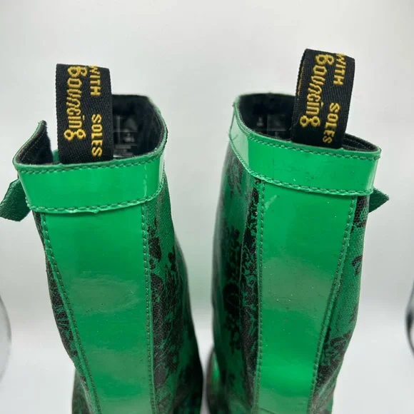 RARE Dr Martens green floral Rain Nellie  Wellies Welly Wellington boot vintage - Picture 13 of 16